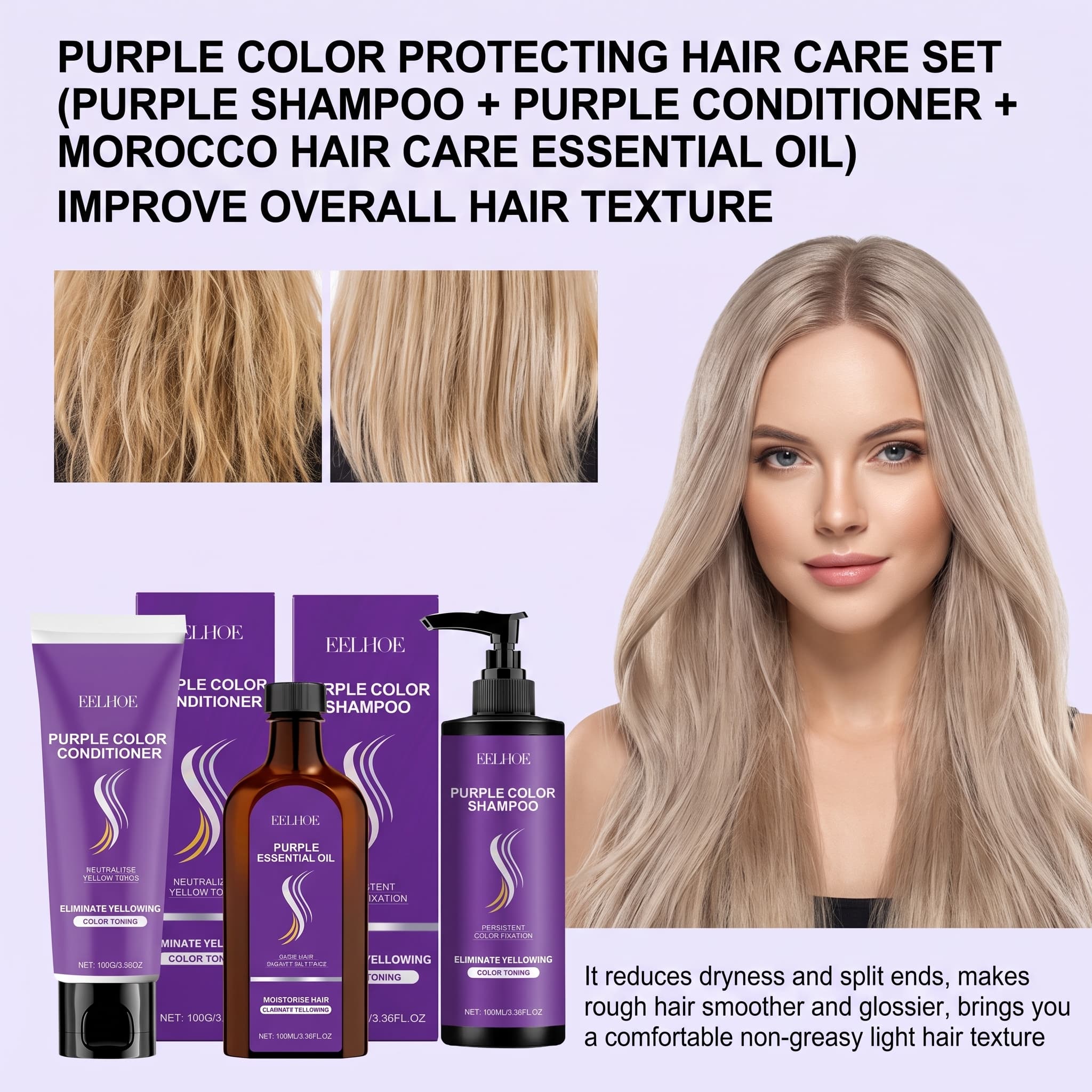 Hair Care Hair Serum - Purple Shampoo Set With Conditioner Hair