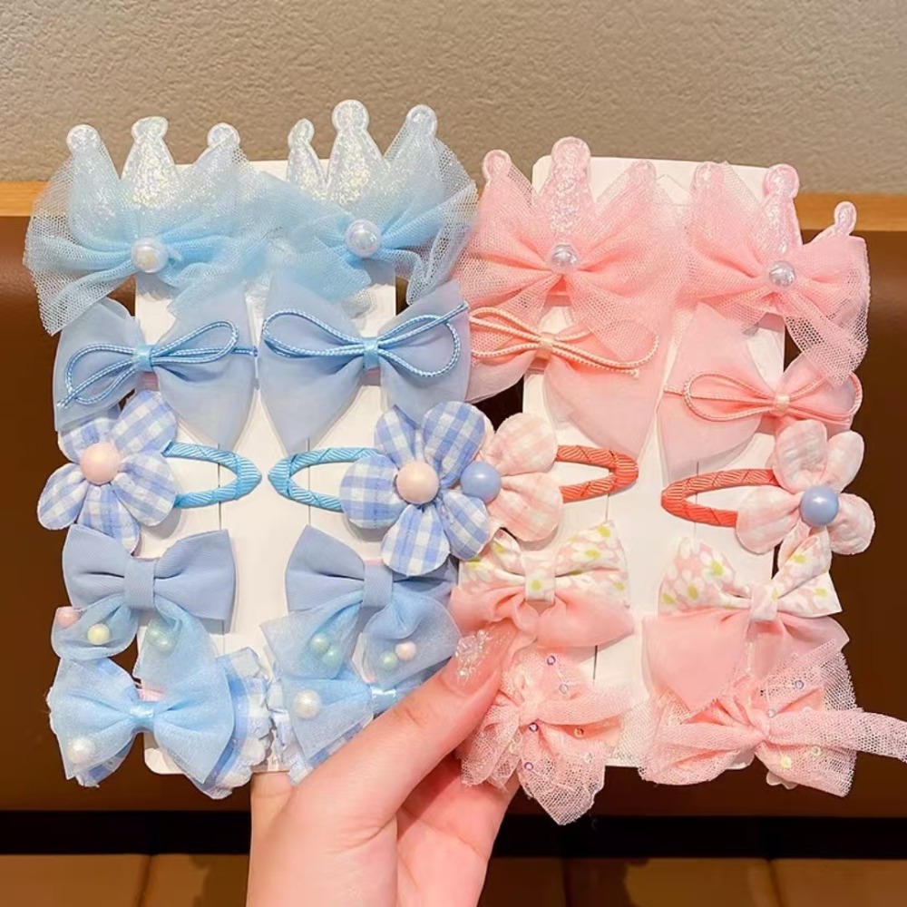 Hair Care Kit - 10Pcs/Set Cute Bows Baby Hairclips Lace