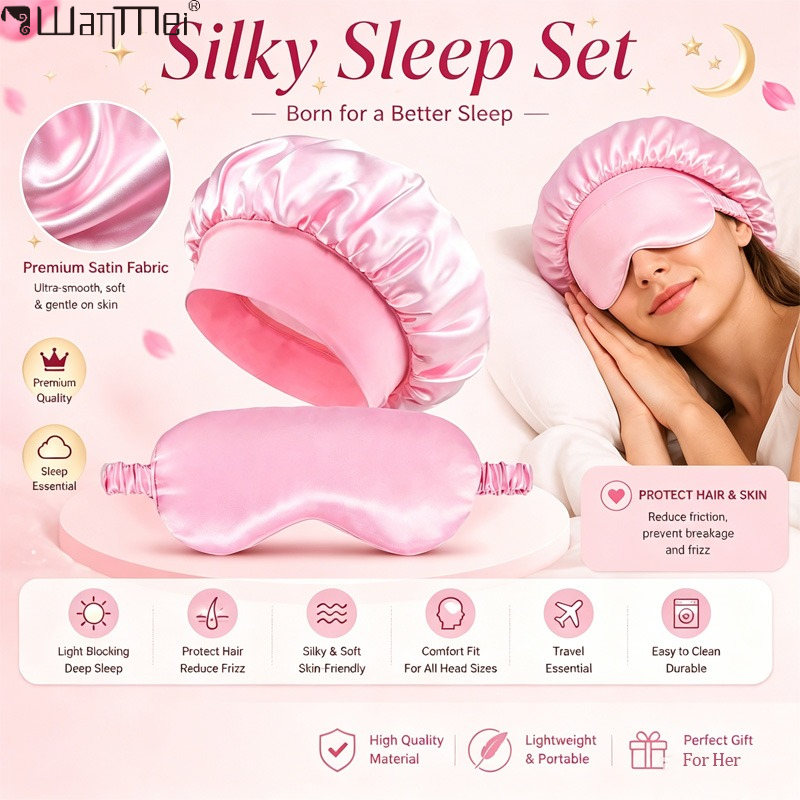 Hair Care Kit - ﻿ Satin Bonnet Sleep Eye Mask
