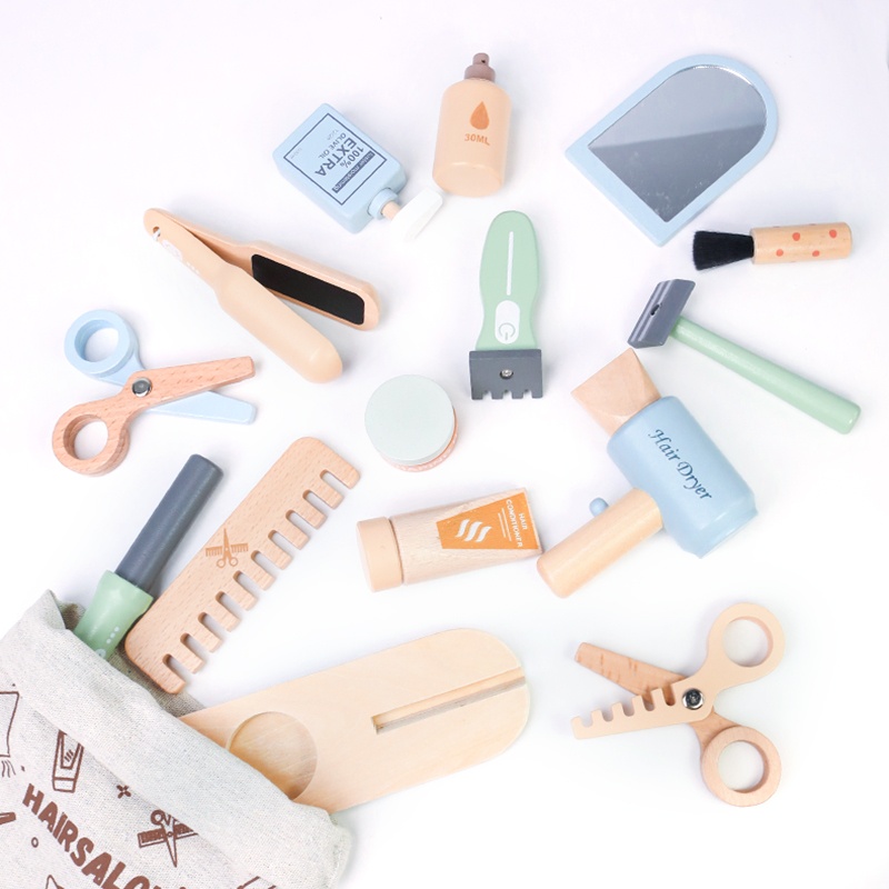 Hair Care Kit - Wooden Pretend Hairdressing Makeup Tool Set
