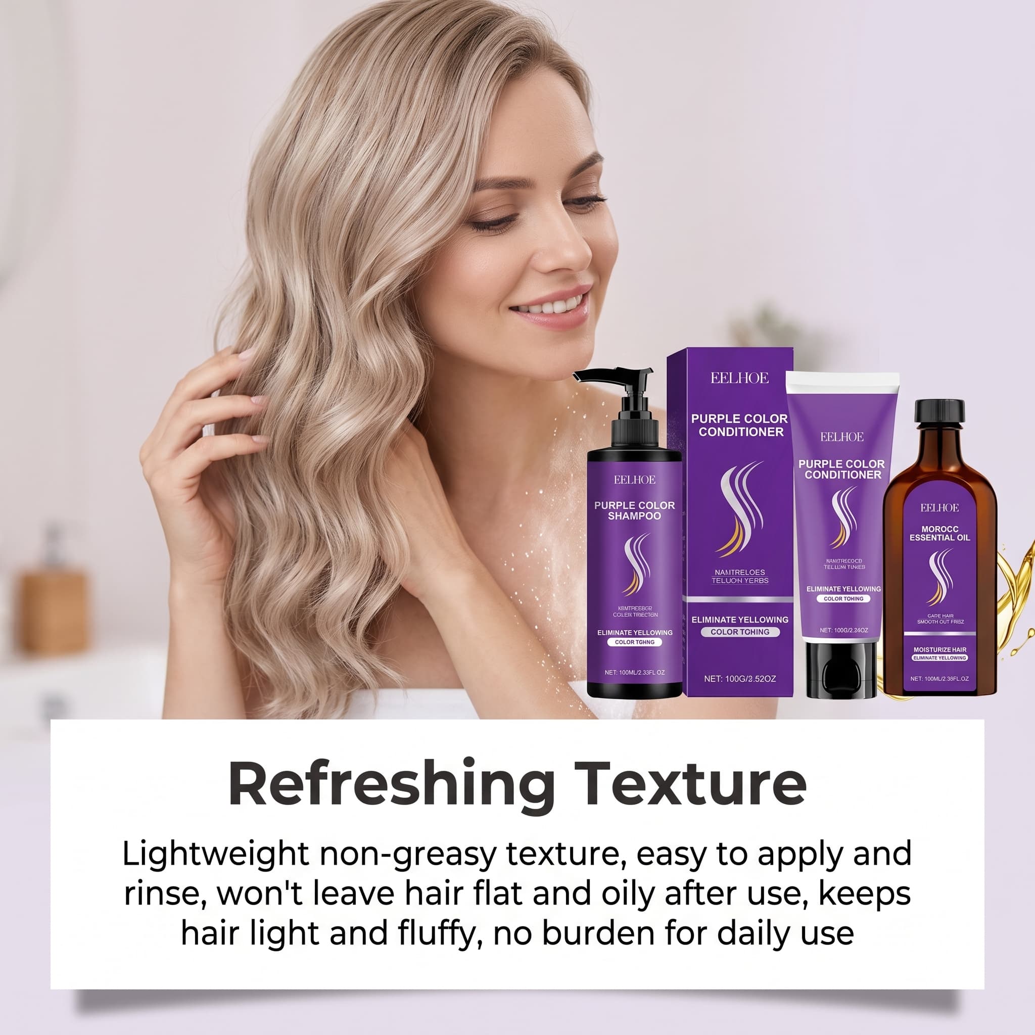 Purple Shampoo Set With Condit - Hair Care Hair Serum ulasan dan harga