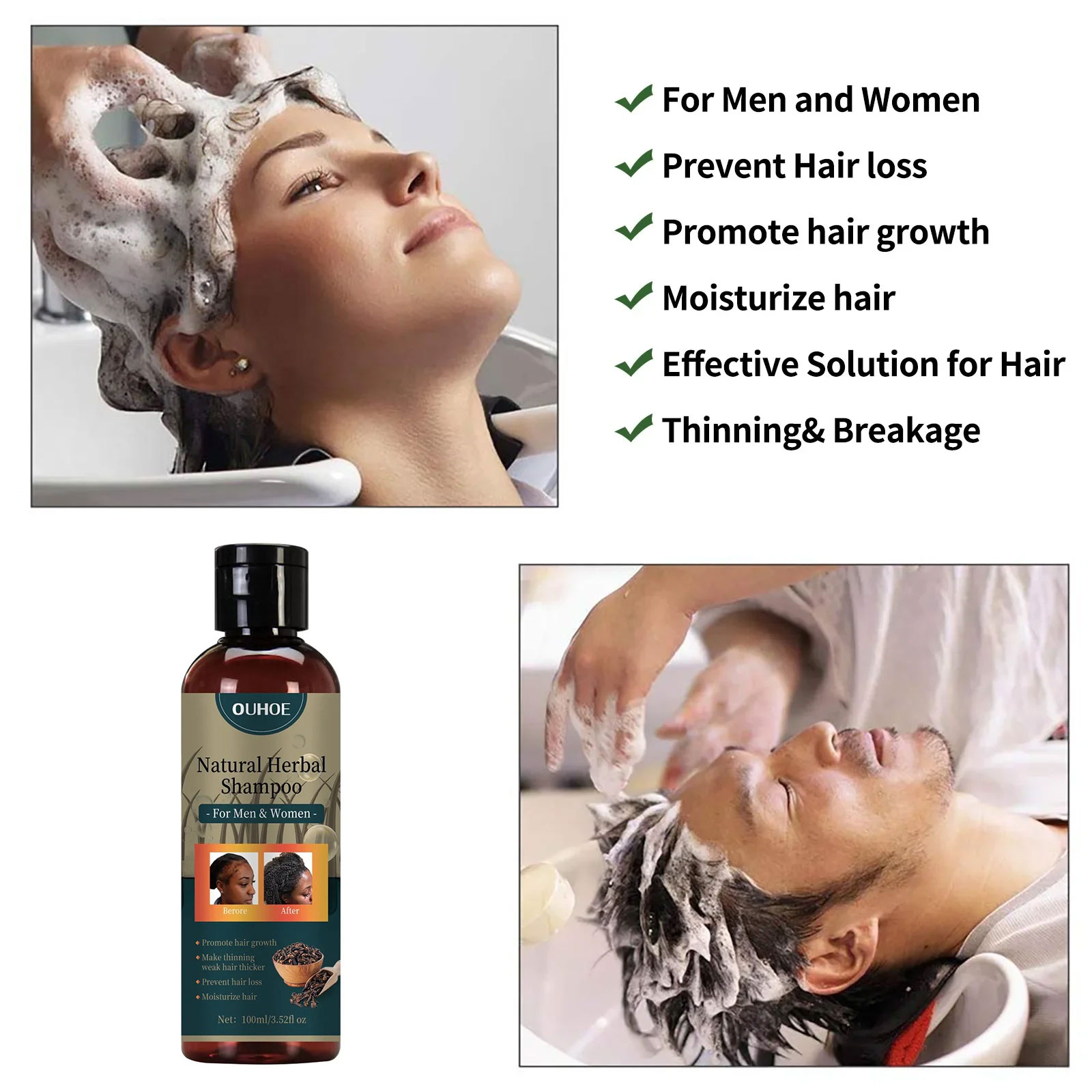 OUHOE Hair Growth Shampoo Anti - Hair Care Dandruff ulasan dan harga