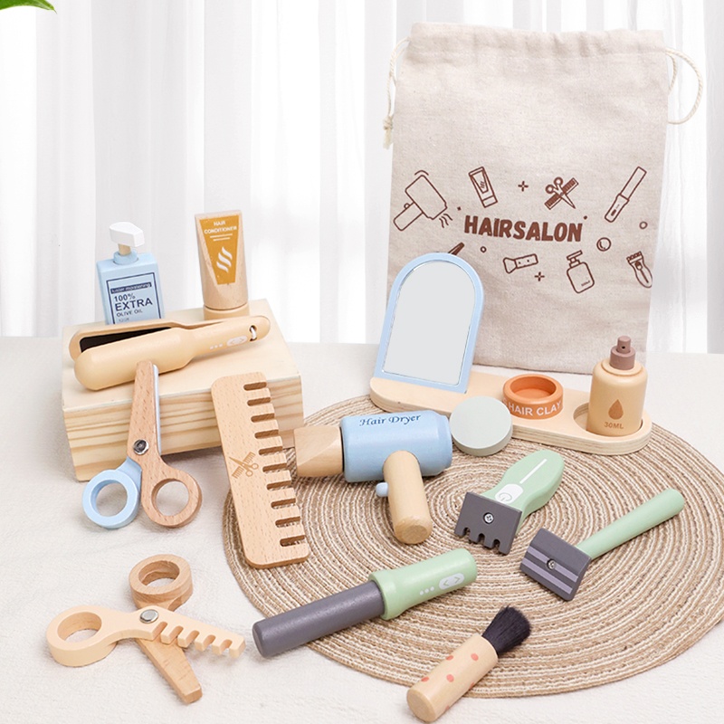 Wooden Pretend Hairdressing Ma - Hair Care Kit ulasan dan harga